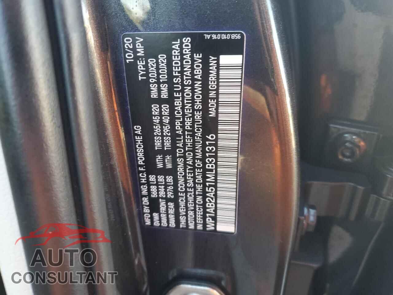PORSCHE MACAN 2021 - WP1AB2A51MLB31316