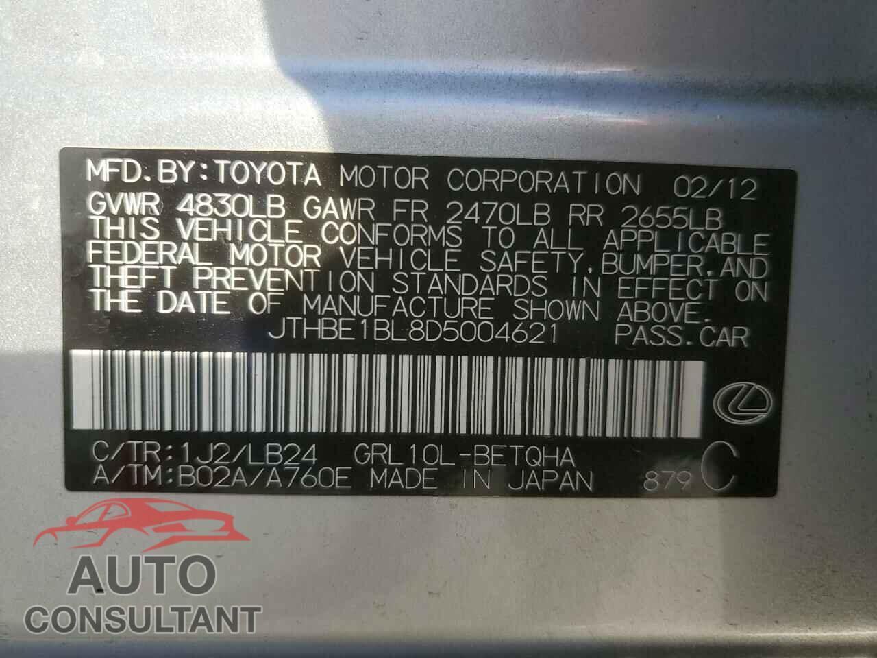 LEXUS GS350 2013 - JTHBE1BL8D5004621