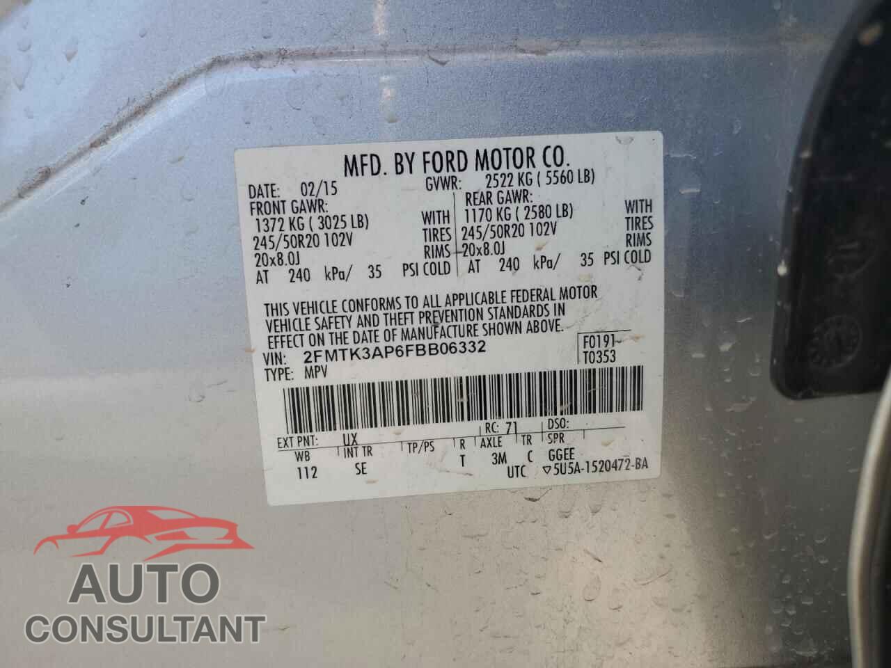 FORD EDGE 2015 - 2FMTK3AP6FBB06332