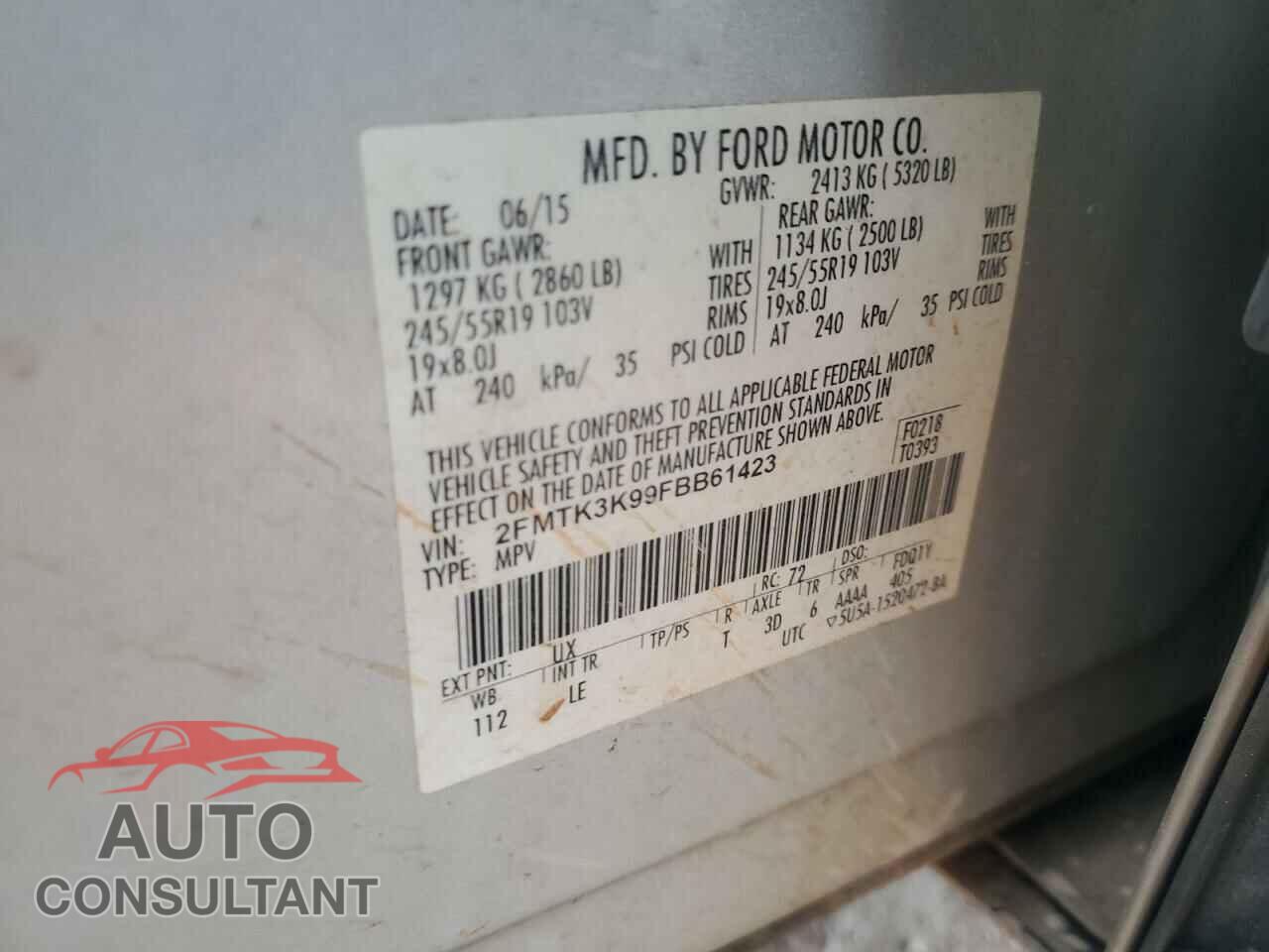 FORD EDGE 2015 - 2FMTK3K99FBB61423