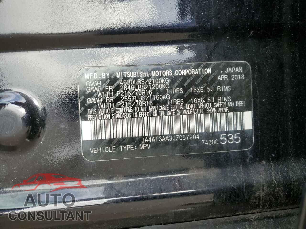 MITSUBISHI ECLIPSE 2018 - JA4AT3AA3JZ057904