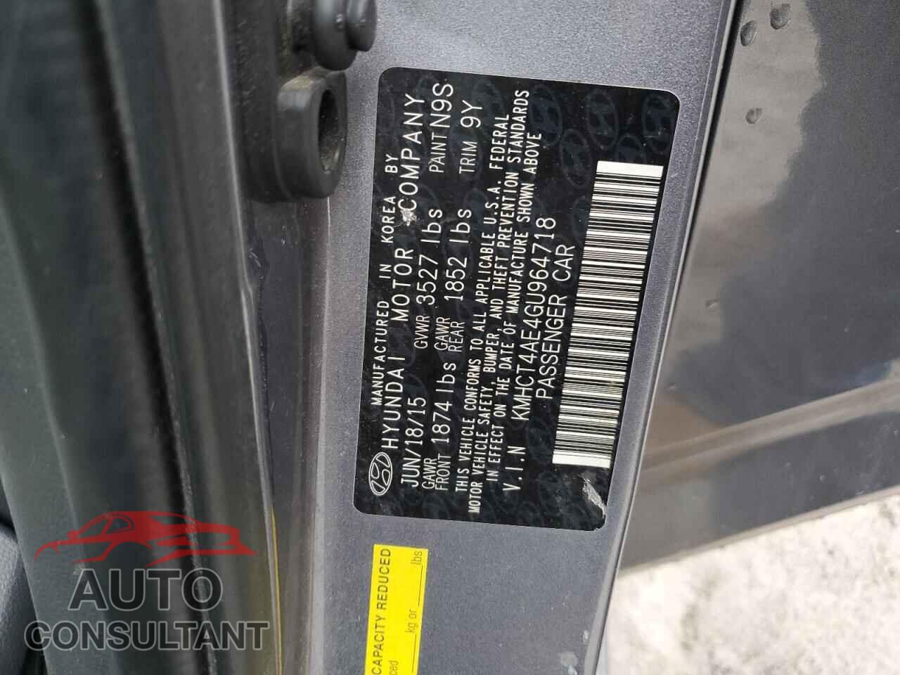HYUNDAI ACCENT 2016 - KMHCT4AE4GU964718