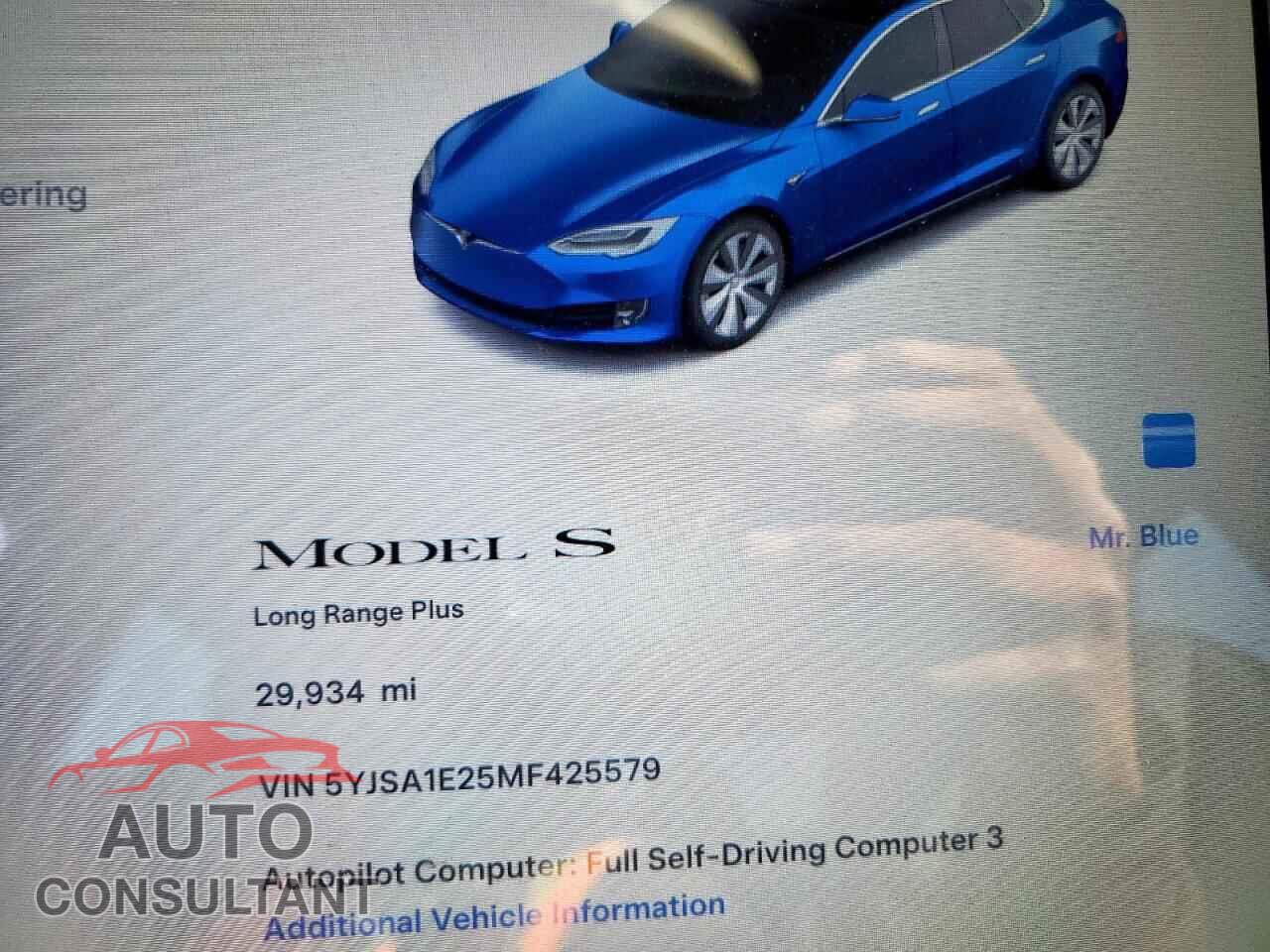 TESLA MODEL S 2021 - 5YJSA1E25MF425579