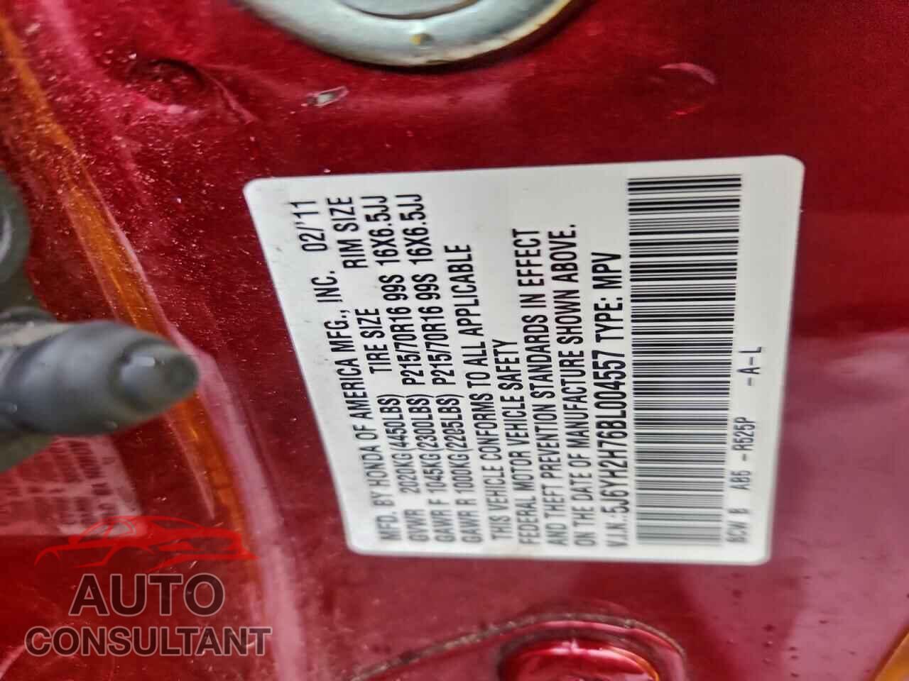 HONDA ELEMENT 2011 - 5J6YH2H76BL004557