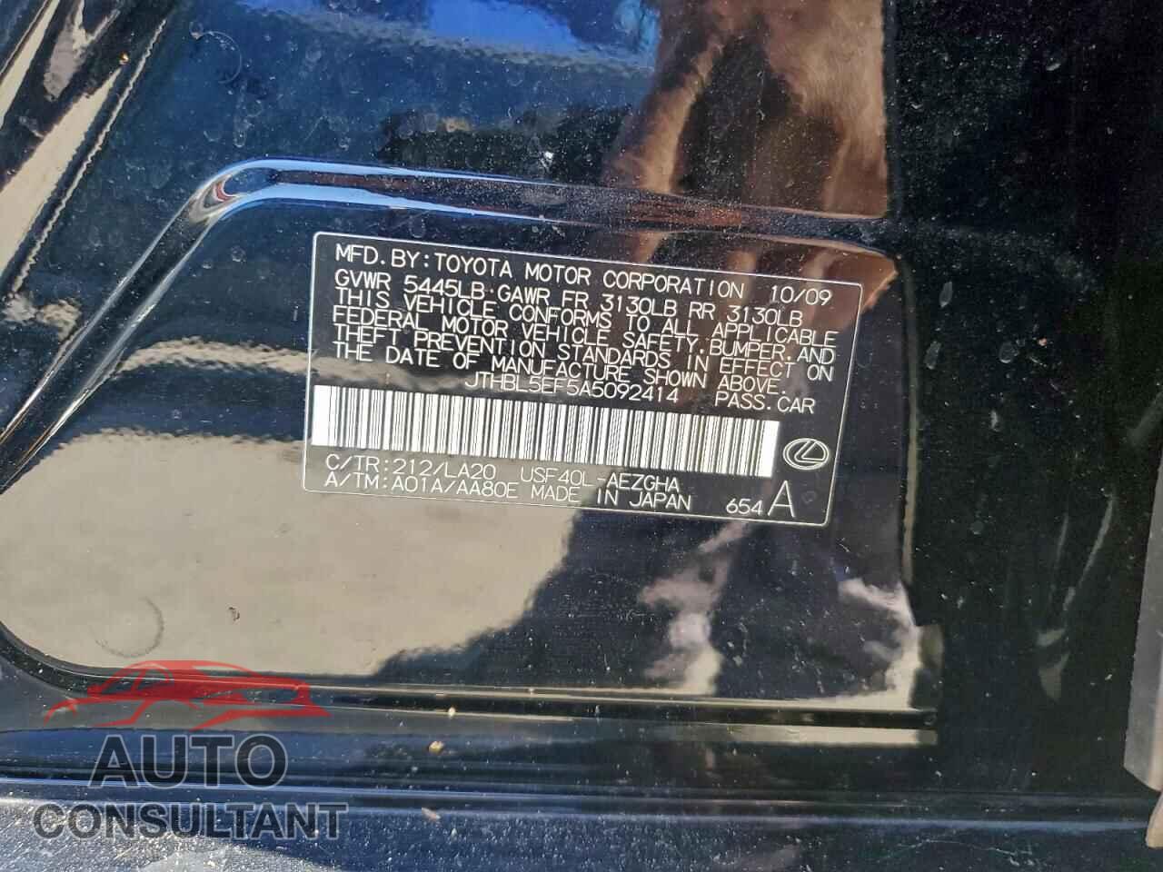 LEXUS LS460 2010 - JTHBL5EF5A5092414