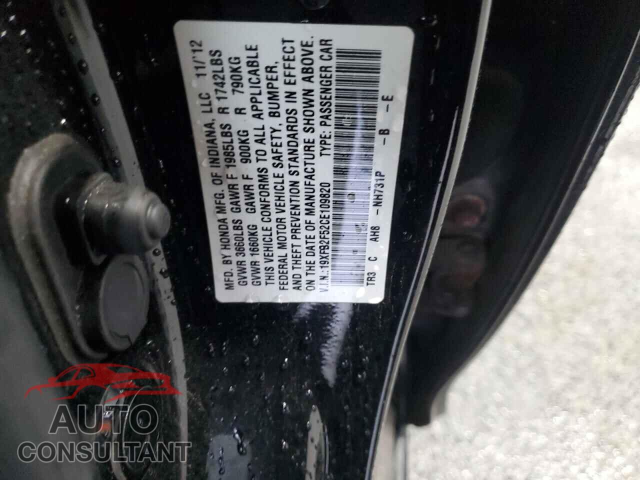 HONDA CIVIC 2012 - 19XFB2F52CE109820