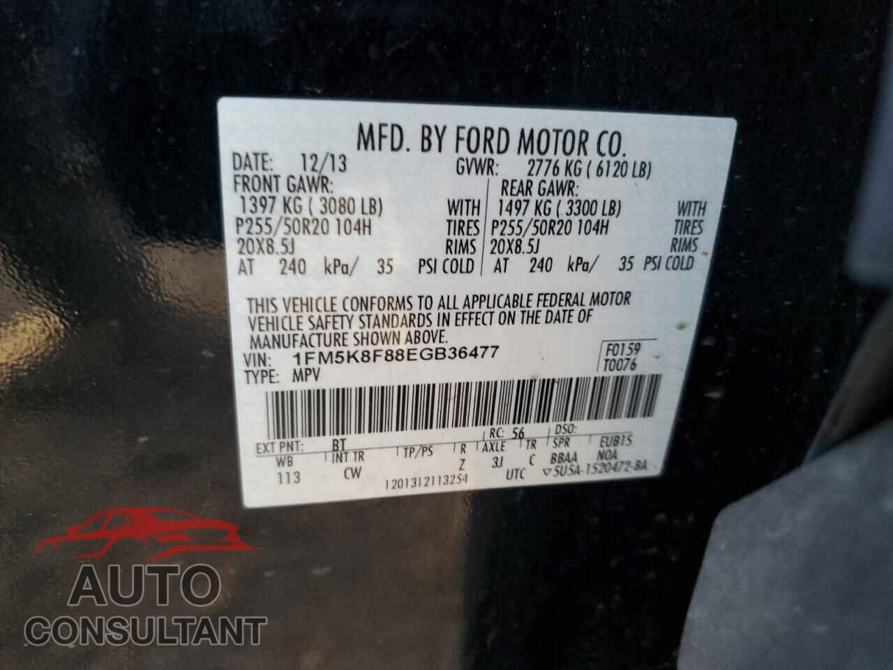 FORD EXPLORER 2014 - 1FM5K8F88EGB36477