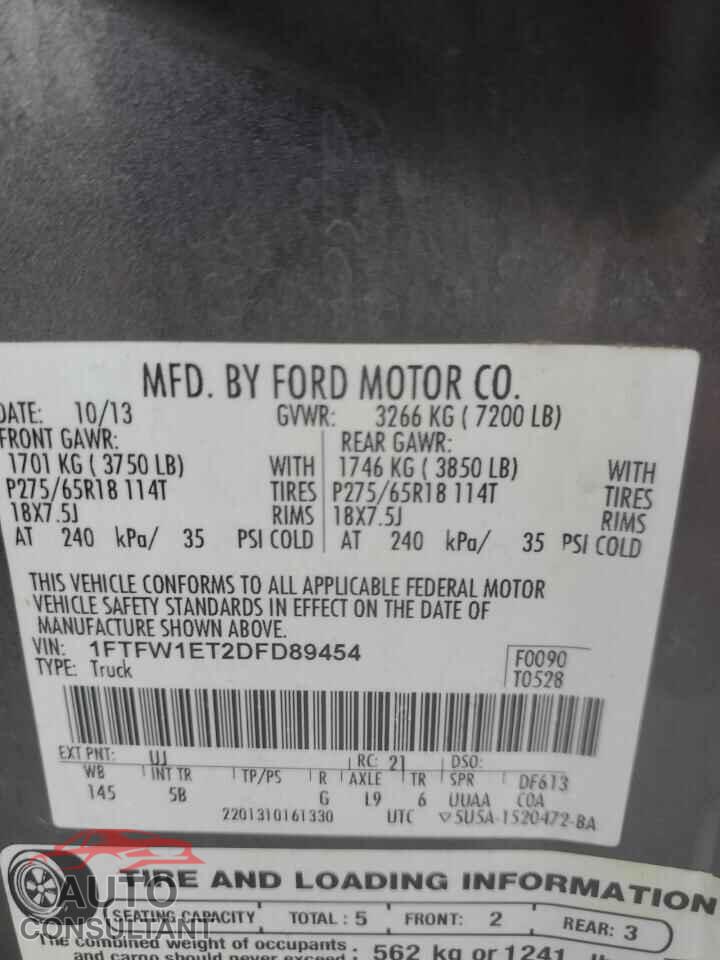 FORD F-150 2013 - 1FTFW1ET2DFD89454