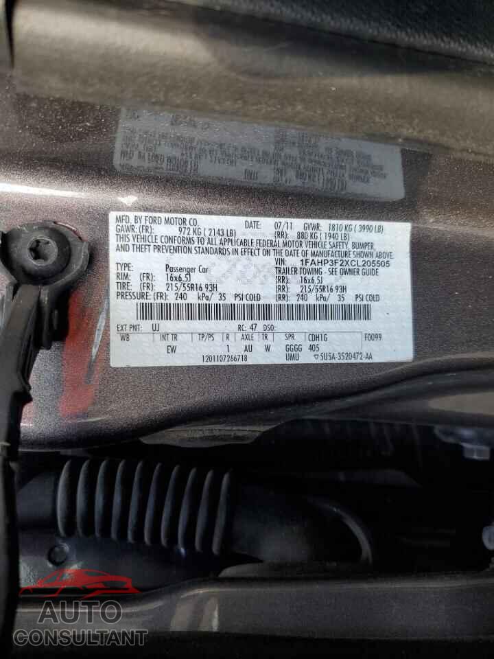 FORD FOCUS 2012 - 1FAHP3F2XCL205505