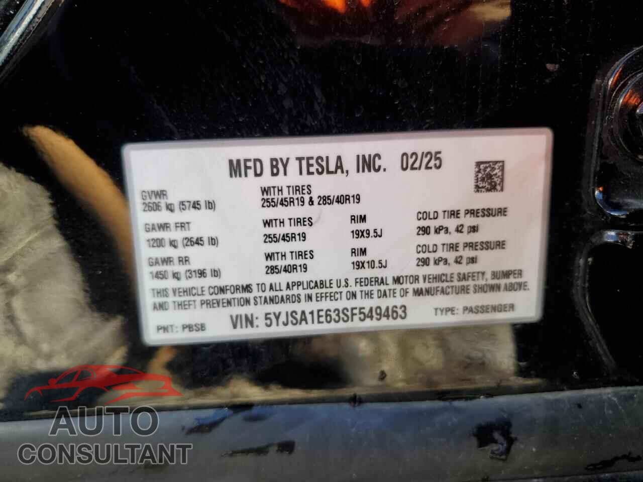 TESLA MODEL S 2025 - 5YJSA1E63SF549463