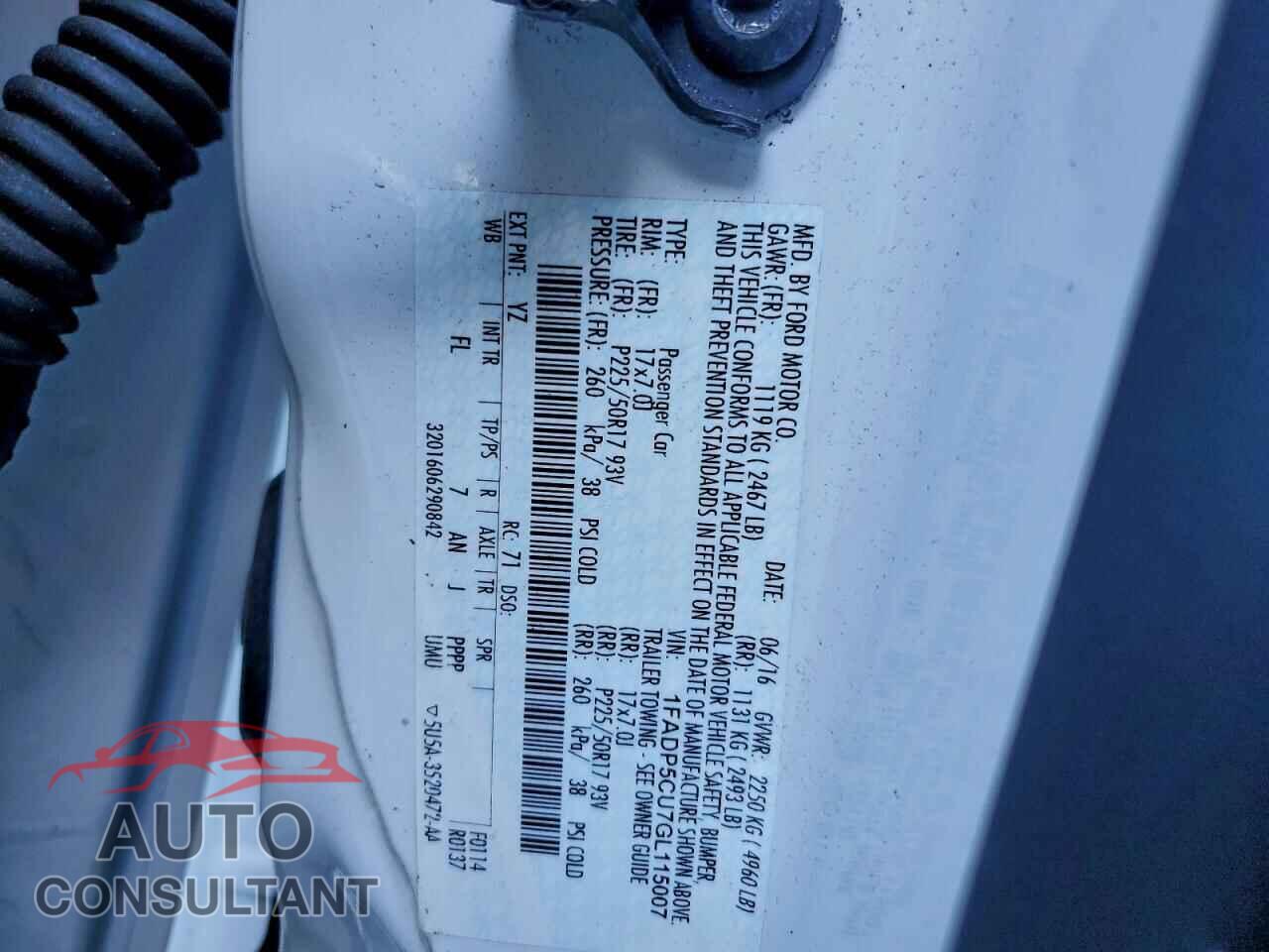 FORD CMAX 2016 - 1FADP5CU7GL115007
