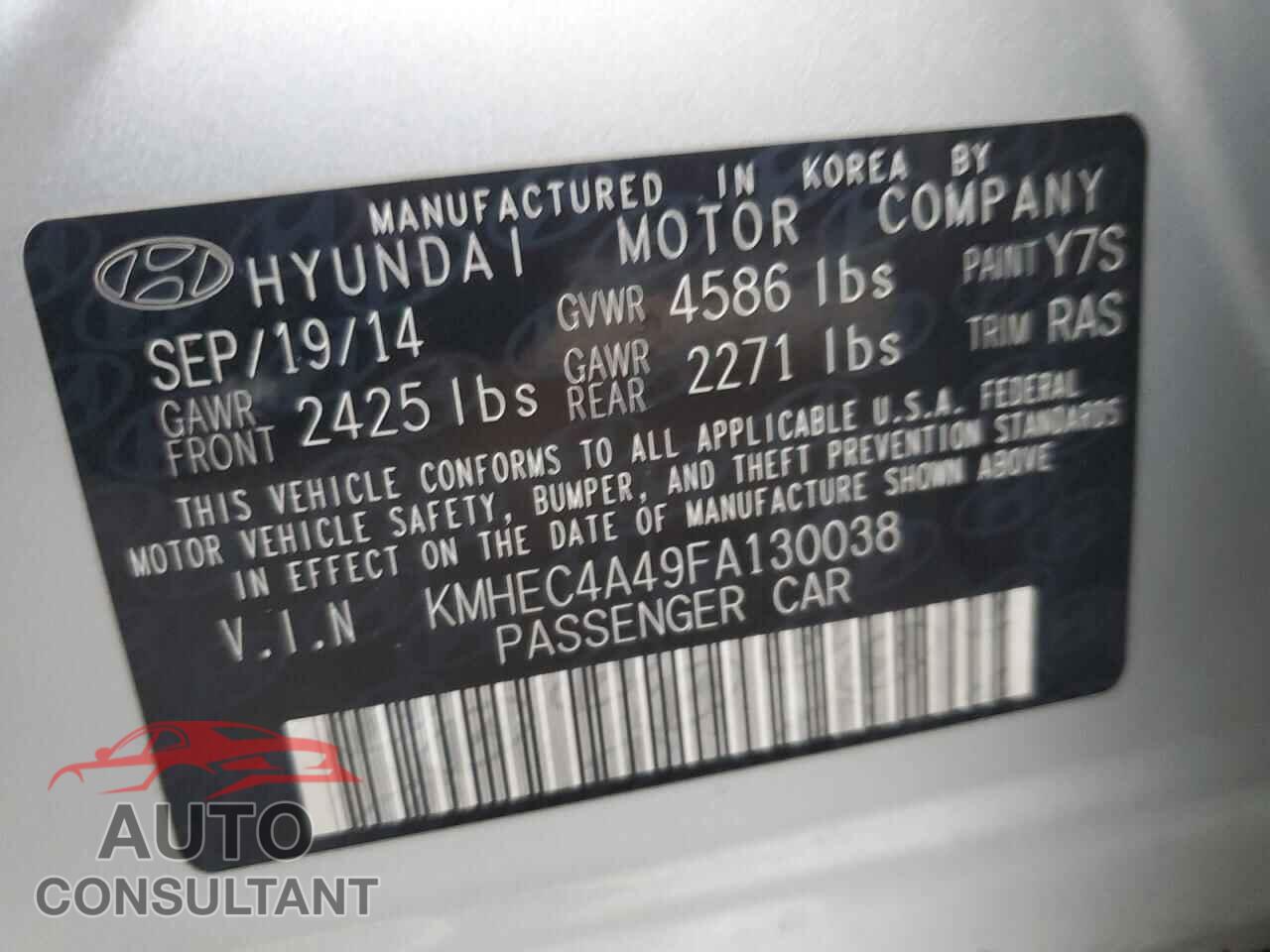 HYUNDAI SONATA 2015 - KMHEC4A49FA130038