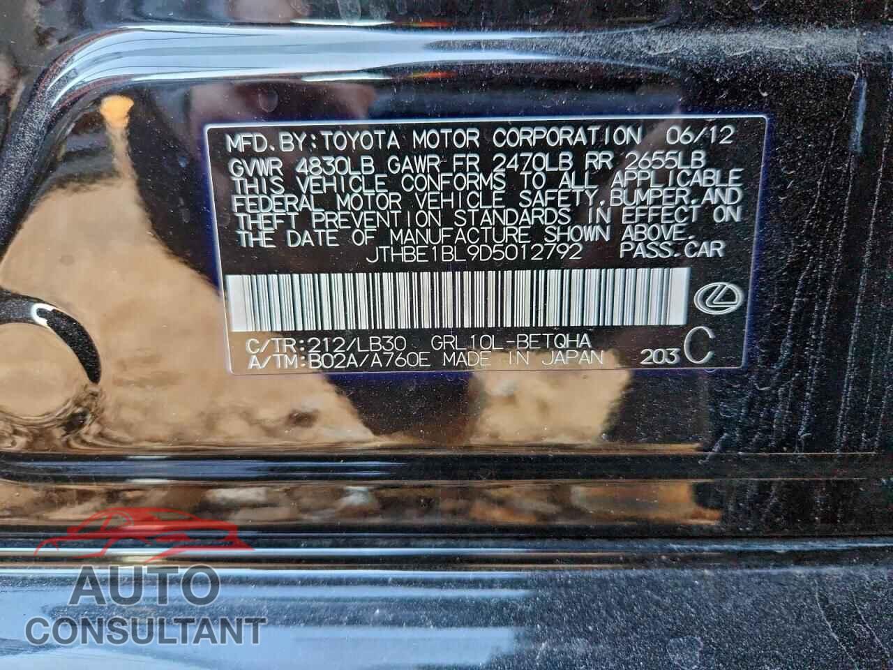 LEXUS GS350 2013 - JTHBE1BL9D5012792