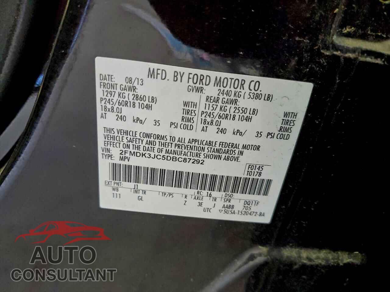 FORD EDGE 2013 - 2FMDK3JC5DBC87292