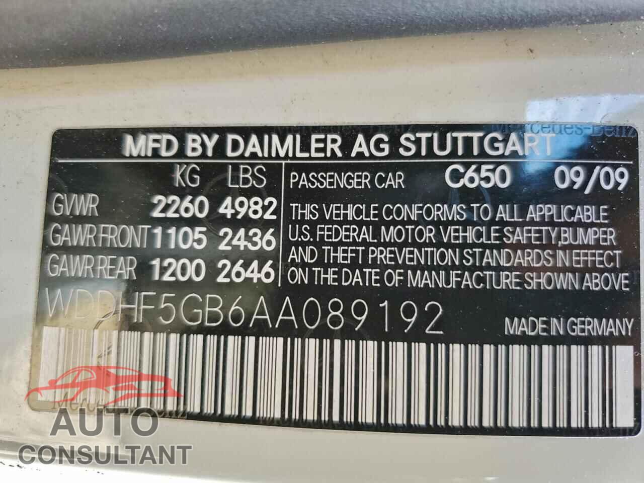 MERCEDES-BENZ E-CLASS 2010 - WDDHF5GB6AA089192