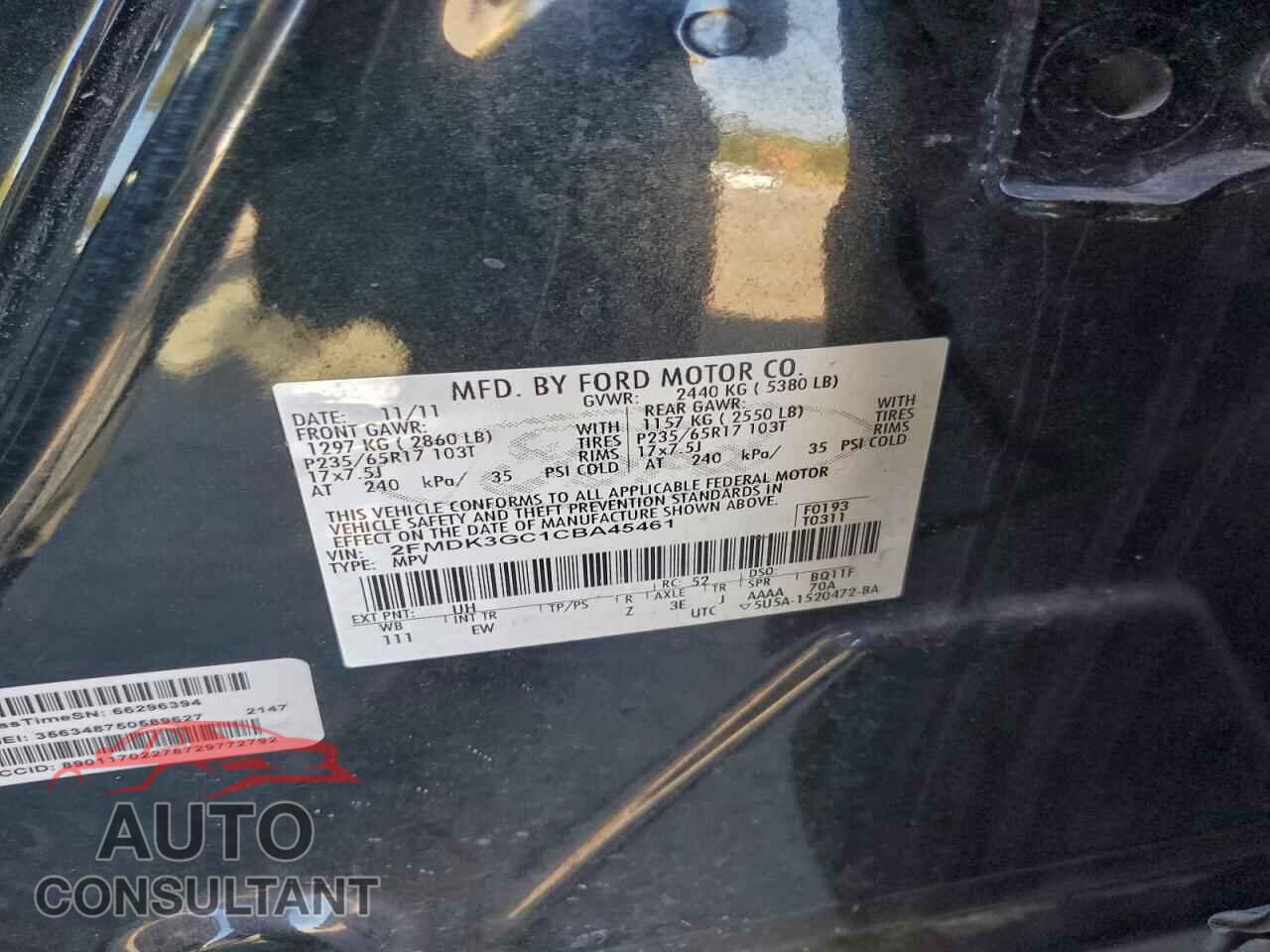 FORD EDGE 2012 - 2FMDK3GC1CBA45461