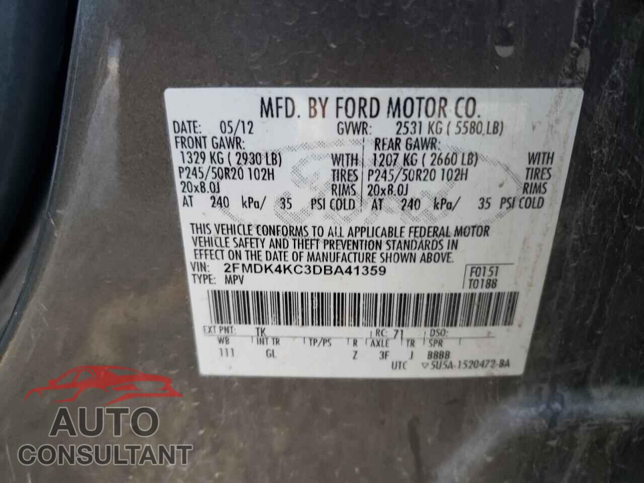 FORD EDGE 2013 - 2FMDK4KC3DBA41359