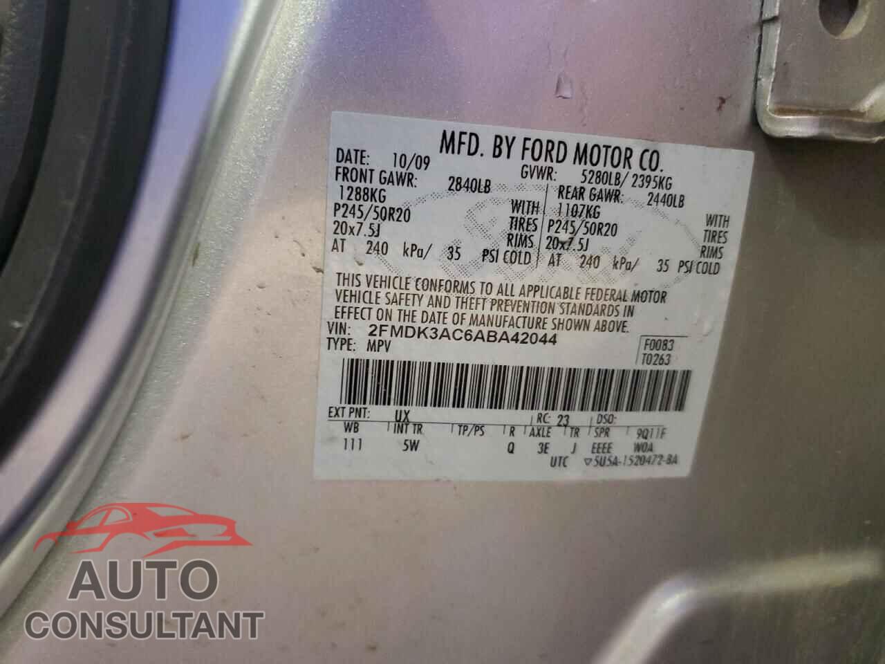 FORD EDGE 2010 - 2FMDK3AC6ABA42044