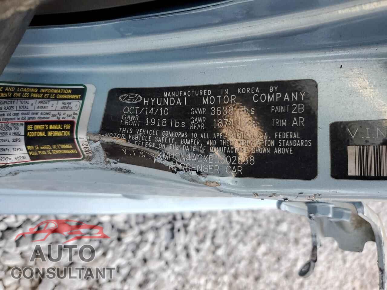 HYUNDAI ACCENT 2011 - KMHCN4ACXBU602698