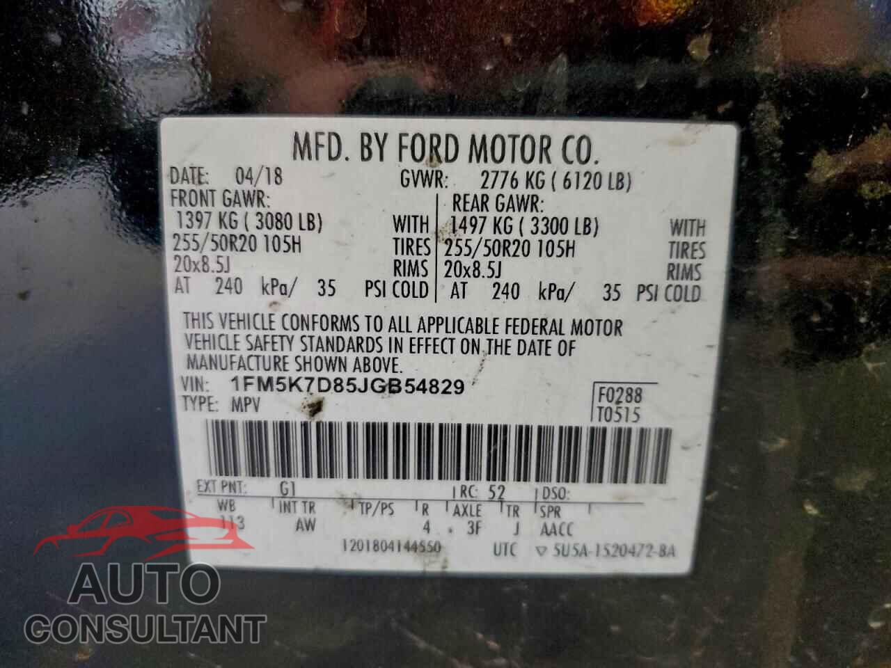 FORD EXPLORER 2018 - 1FM5K7D85JGB54829