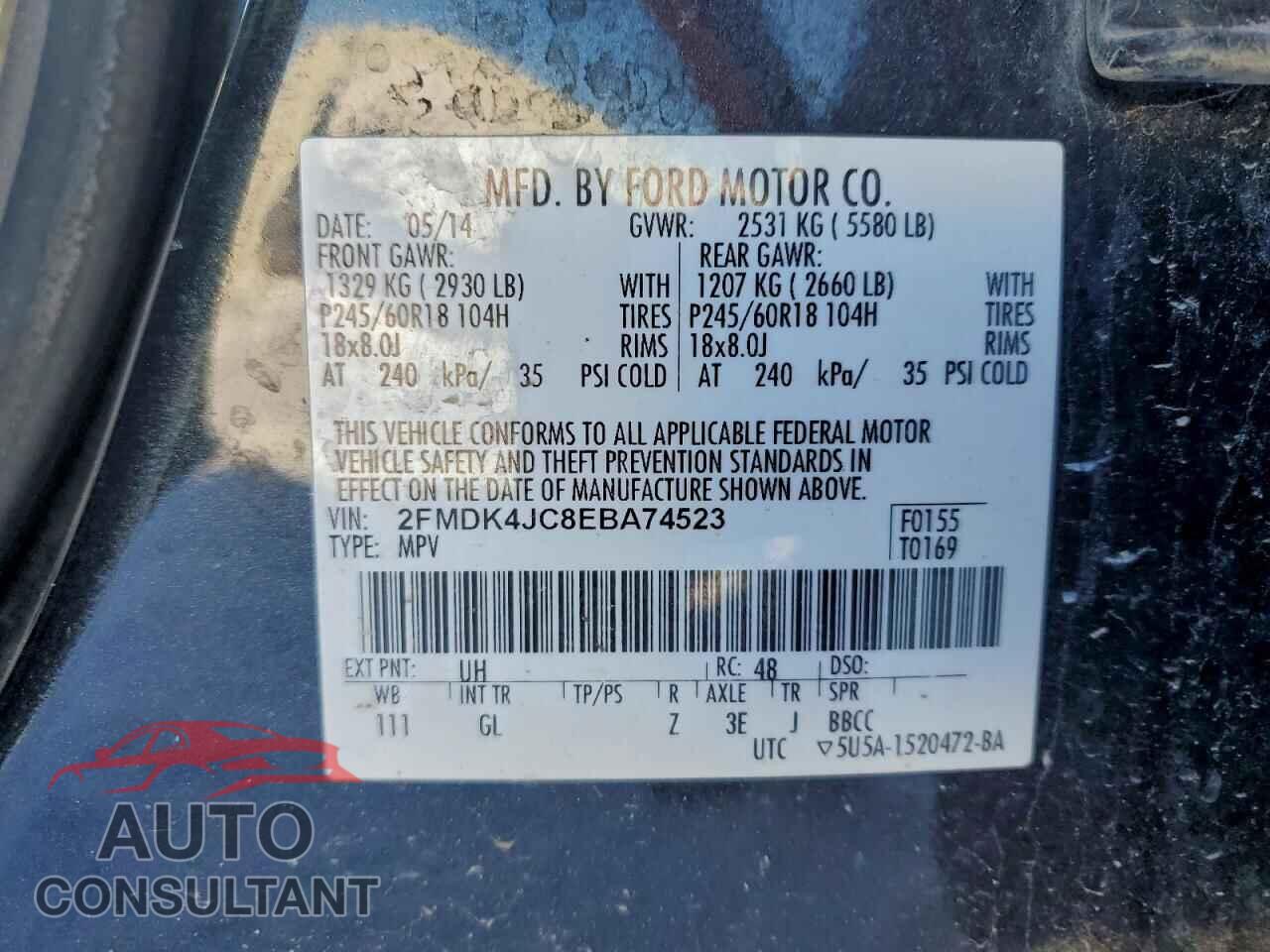 FORD EDGE 2014 - 2FMDK4JC8EBA74523