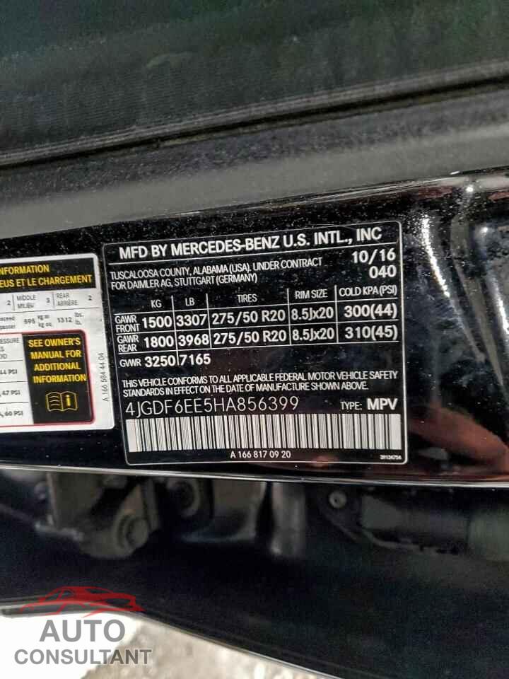 MERCEDES-BENZ GLS-CLASS 2017 - 4JGDF6EE5HA856399