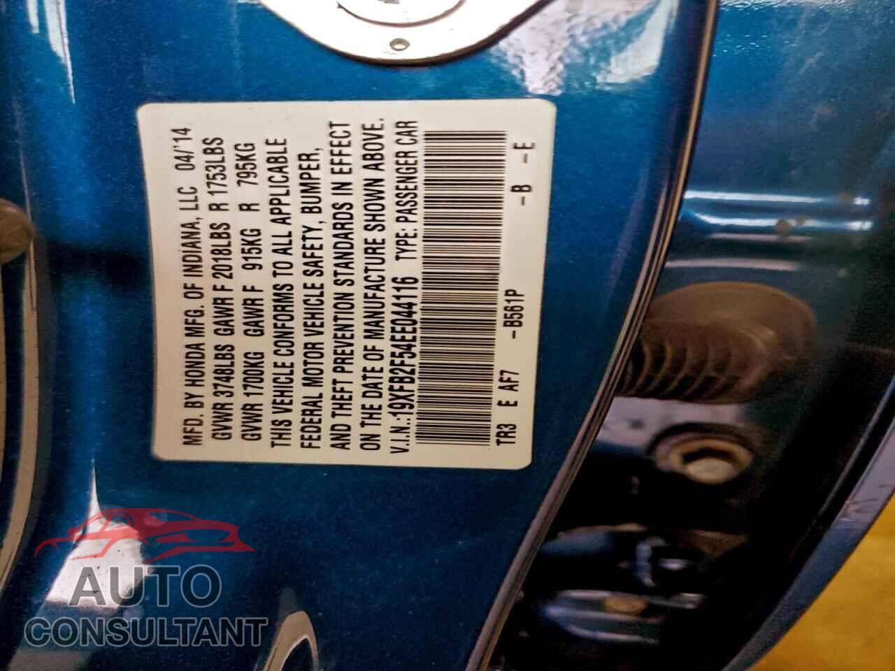 HONDA CIVIC 2014 - 19XFB2F54EE044116
