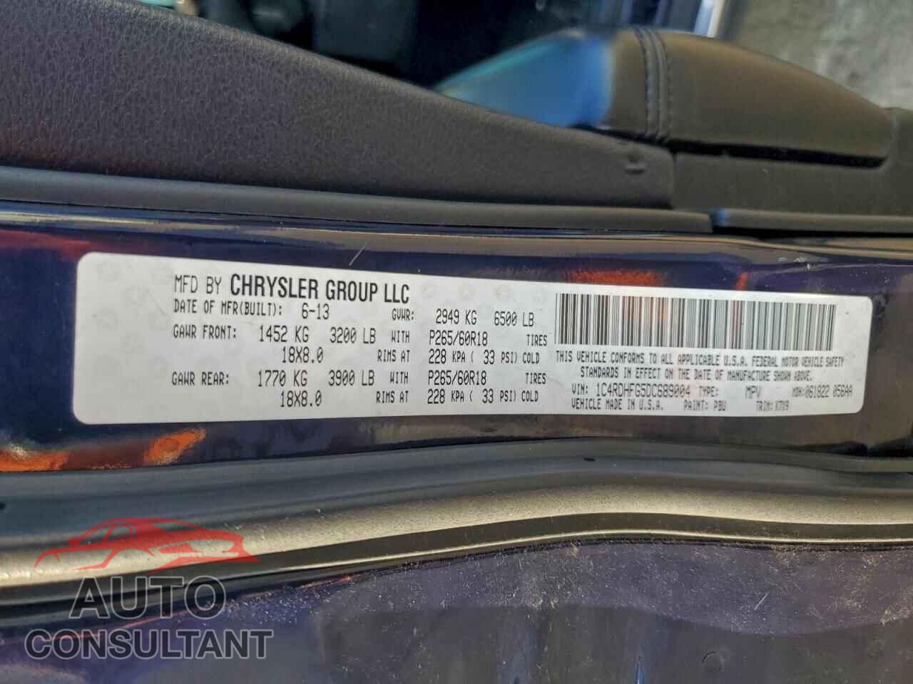 DODGE DURANGO 2013 - 1C4RDHFG5DC689004