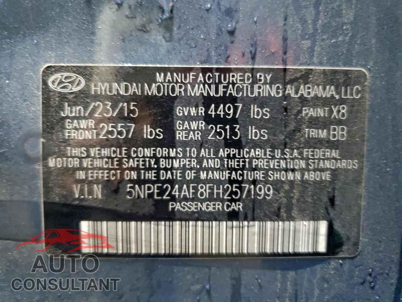 HYUNDAI SONATA 2015 - 5NPE24AF8FH257199