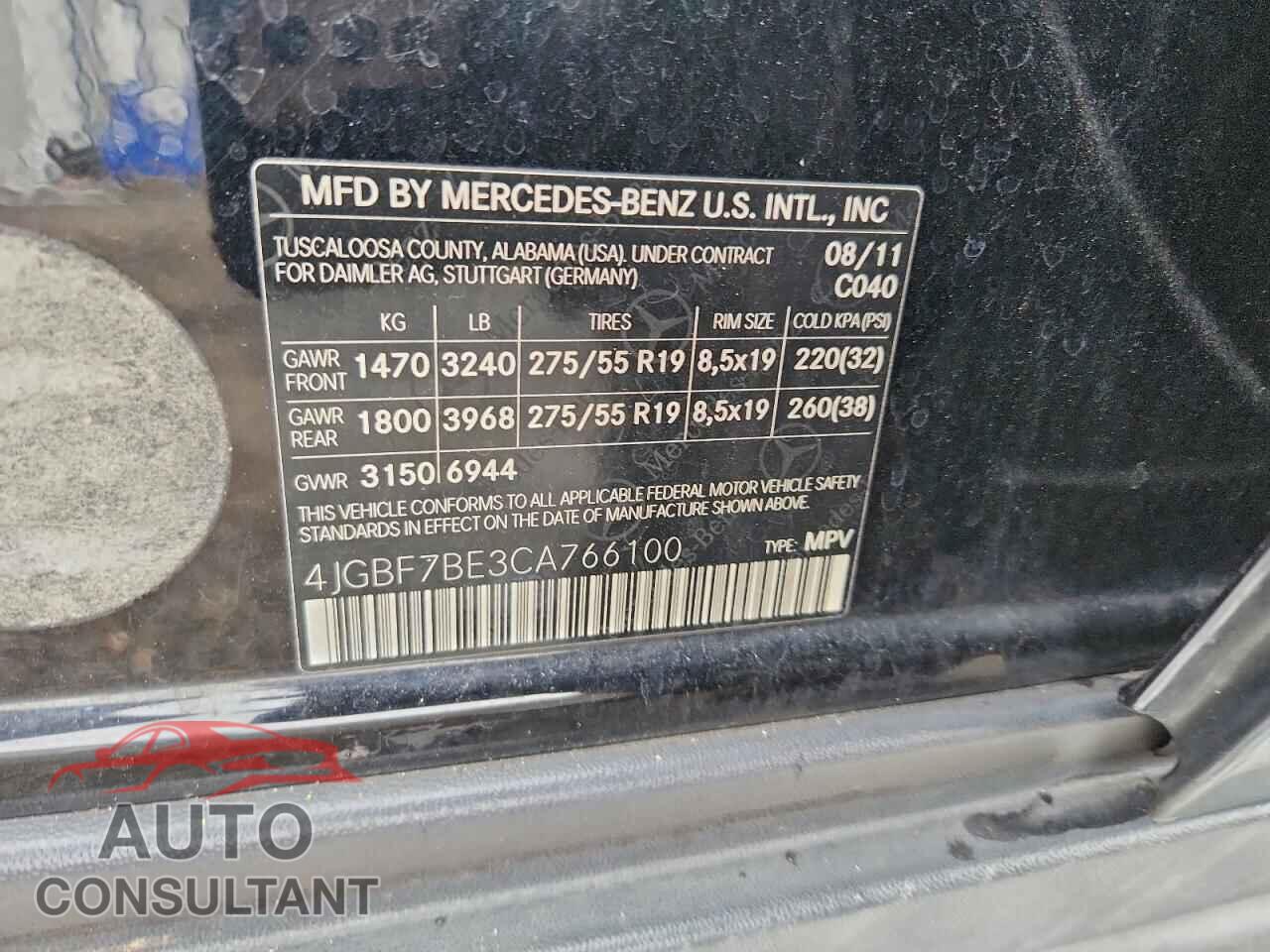 MERCEDES-BENZ GL-CLASS 2012 - 4JGBF7BE3CA766100