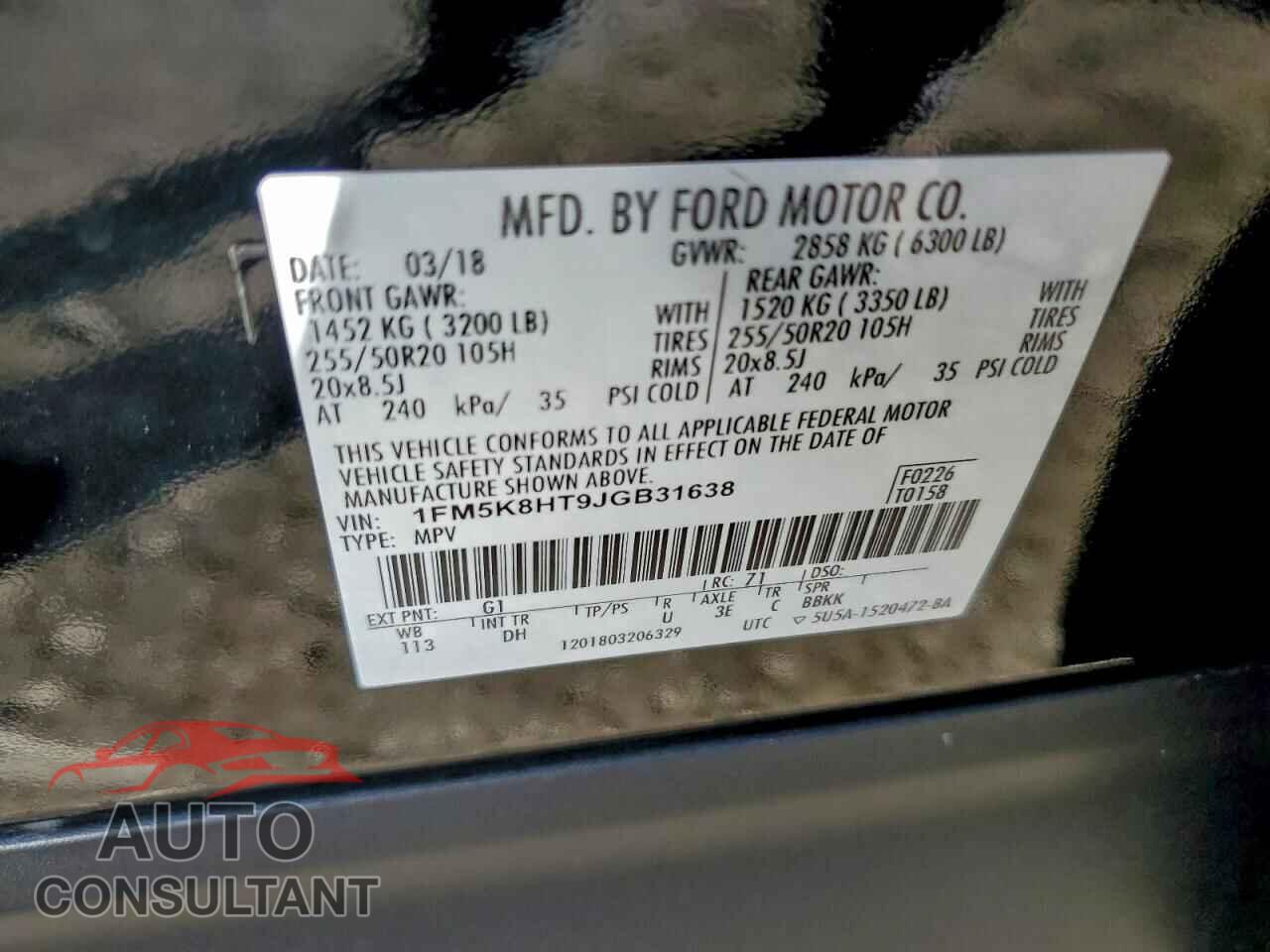 FORD EXPLORER 2018 - 1FM5K8HT9JGB31638