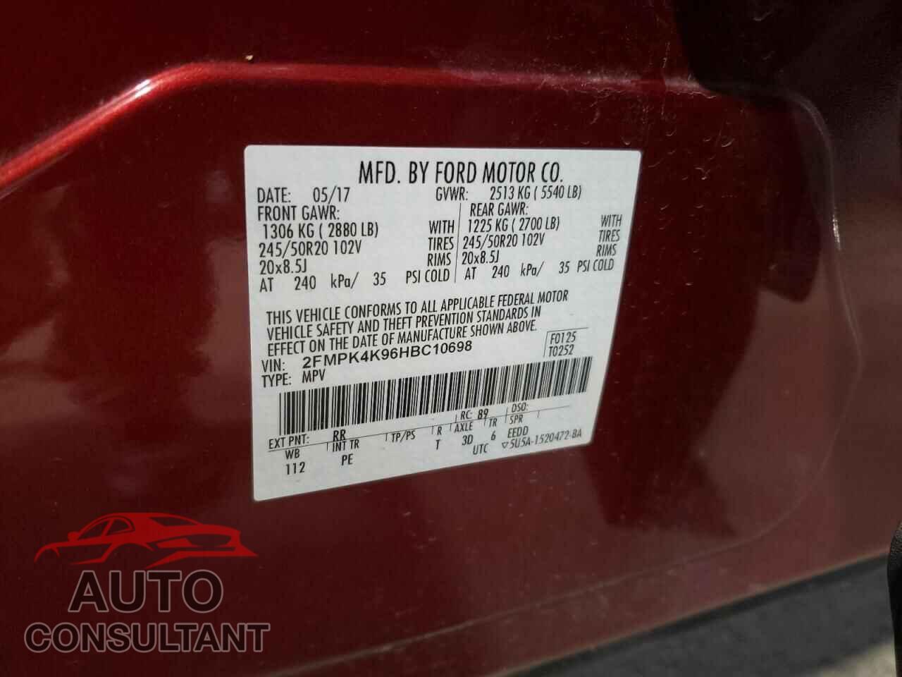 FORD EDGE 2017 - 2FMPK4K96HBC10698