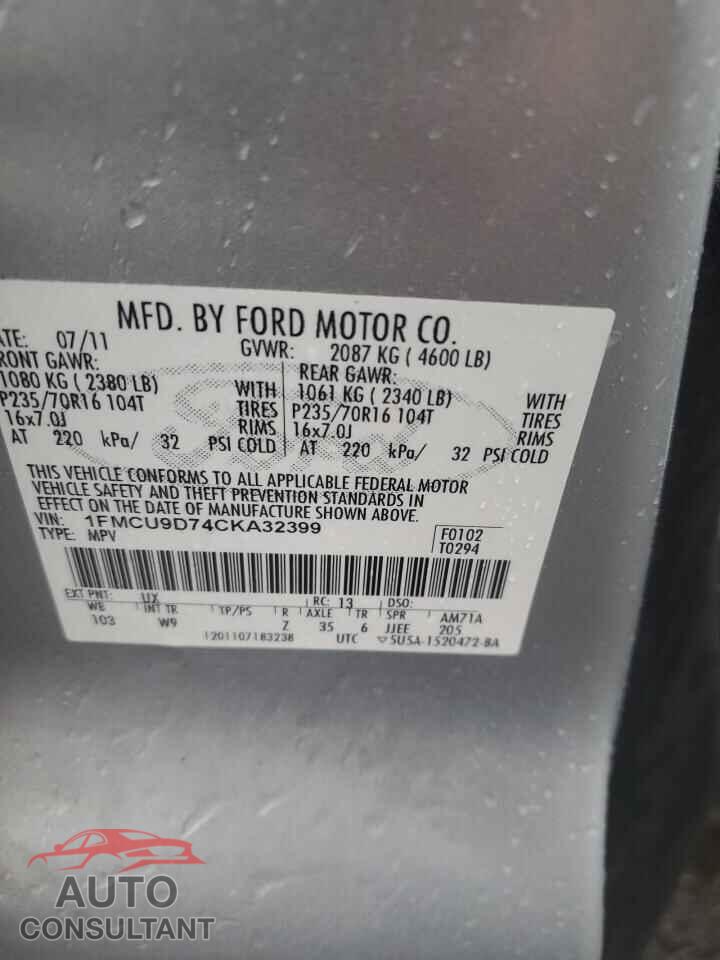 FORD ESCAPE 2012 - 1FMCU9D74CKA32399