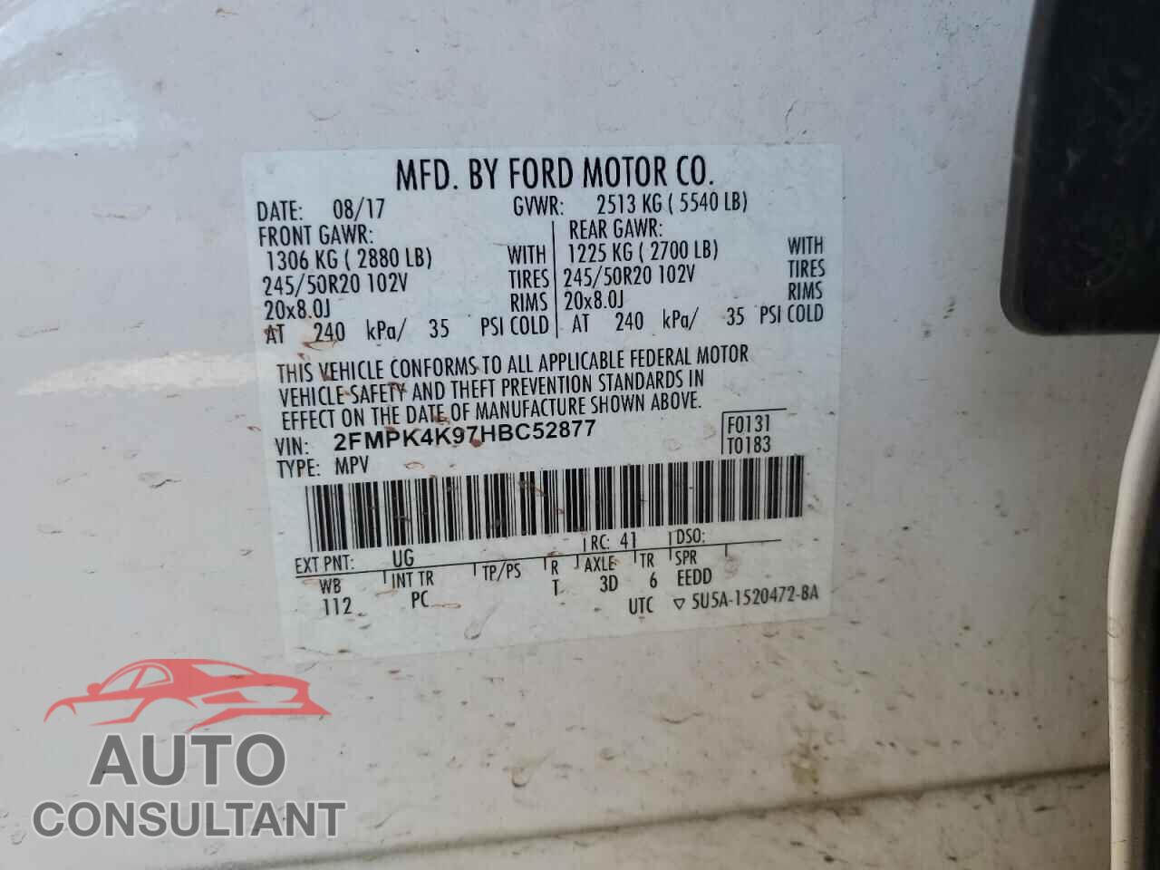 FORD EDGE 2017 - 2FMPK4K97HBC52877