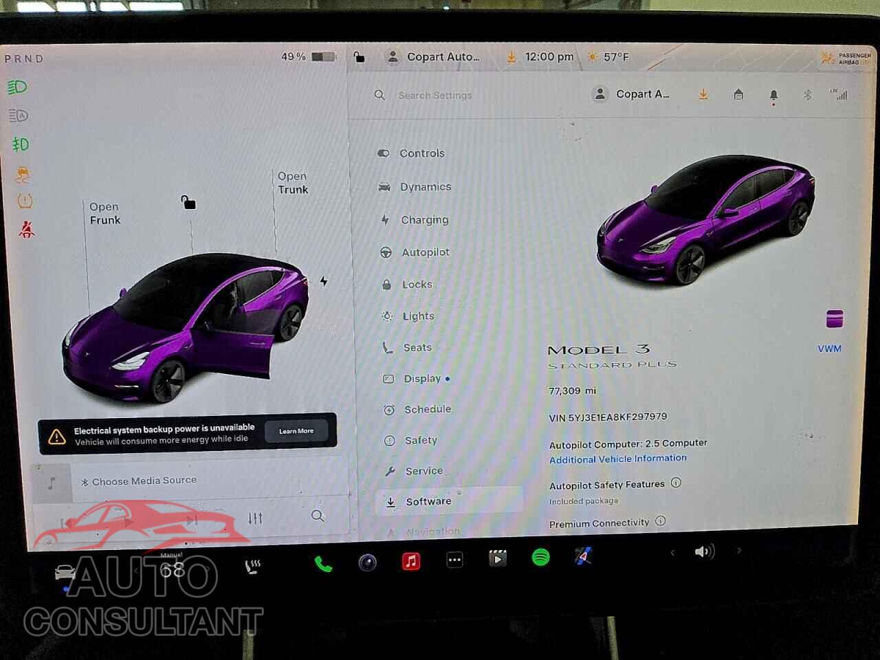 TESLA MODEL 3 2019 - 5YJ3E1EA8KF297979