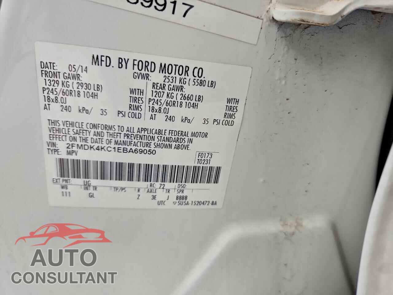 FORD EDGE 2014 - 2FMDK4KC1EBA69050