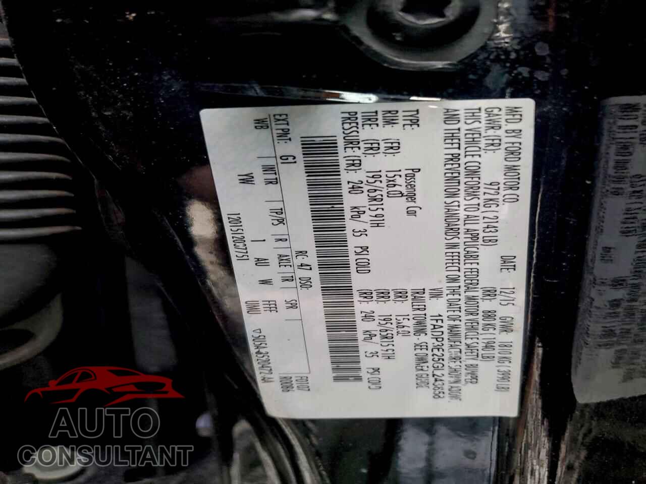FORD FOCUS 2016 - 1FADP3E25GL243858