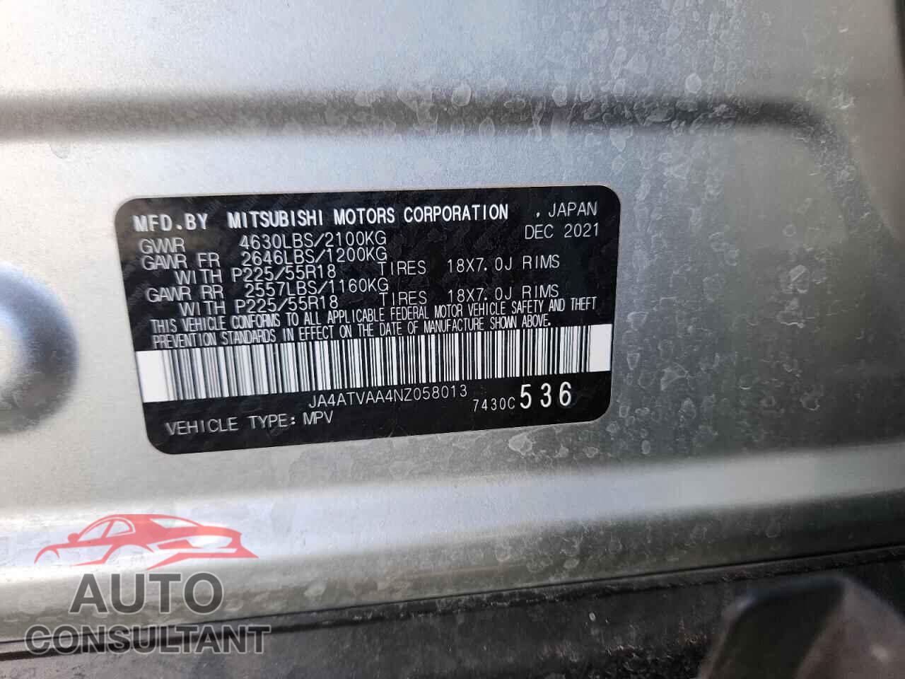 MITSUBISHI ECLIPSE 2022 - JA4ATVAA4NZ058013