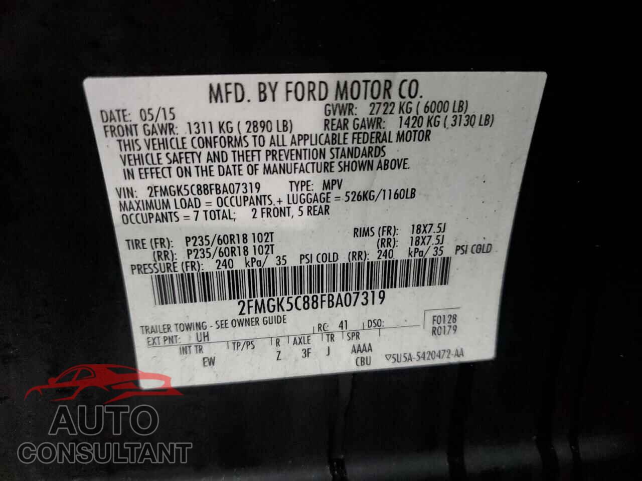 FORD FLEX 2015 - 2FMGK5C88FBA07319
