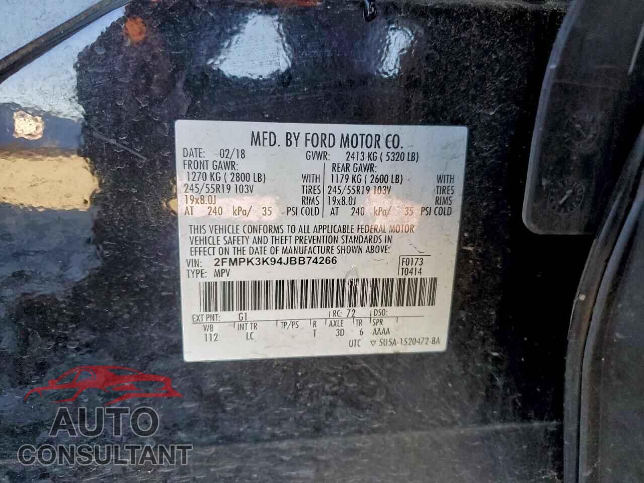 FORD EDGE 2018 - 2FMPK3K94JBB74266