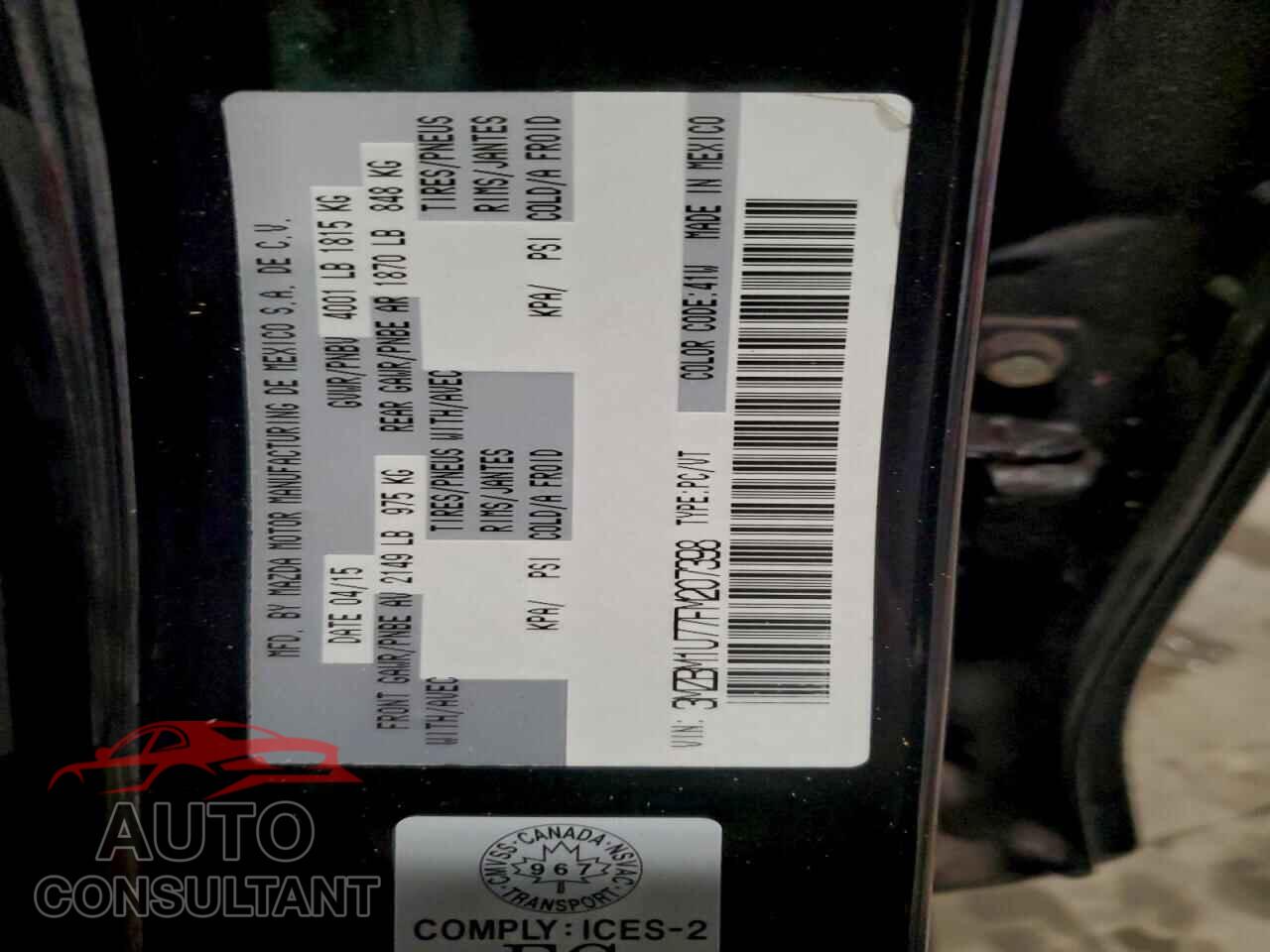 MAZDA 3 2015 - 3MZBM1U77FM207398