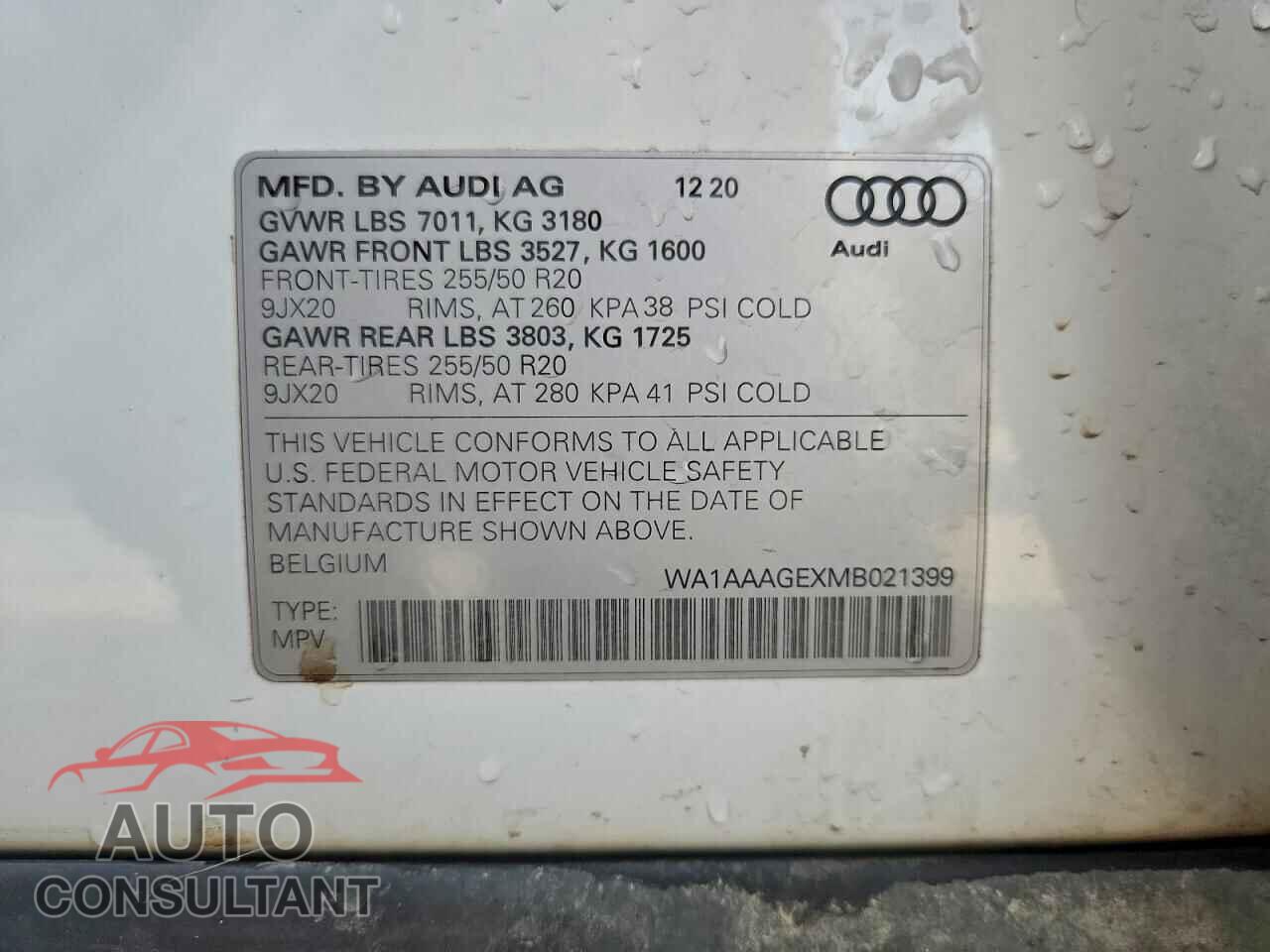 AUDI E-TRON 2021 - WA1AAAGEXMB021399