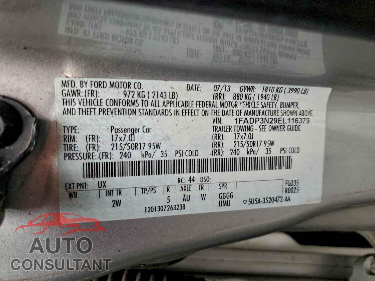 FORD FOCUS 2014 - 1FADP3N29EL116379