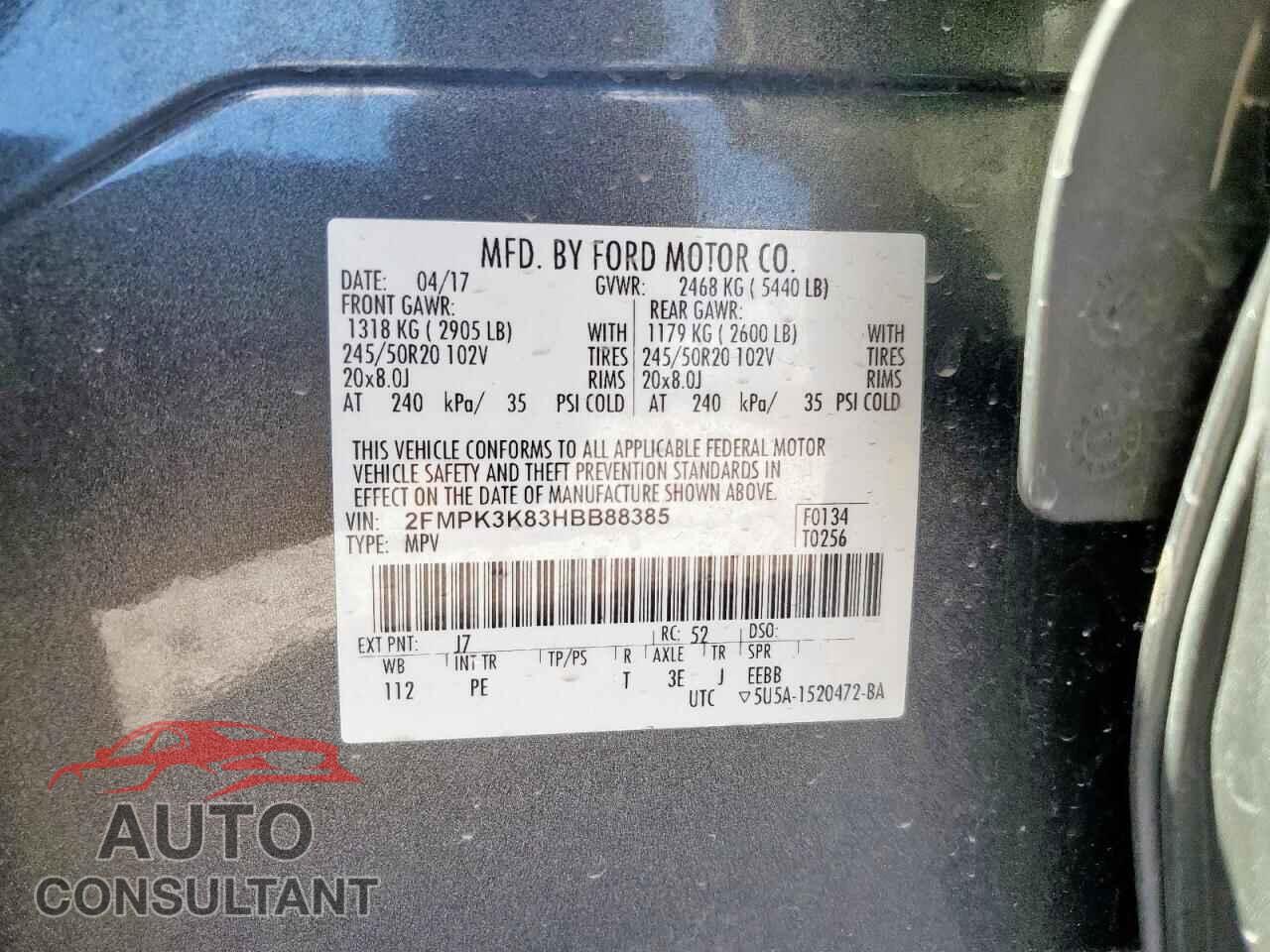 FORD EDGE 2017 - 2FMPK3K83HBB88385
