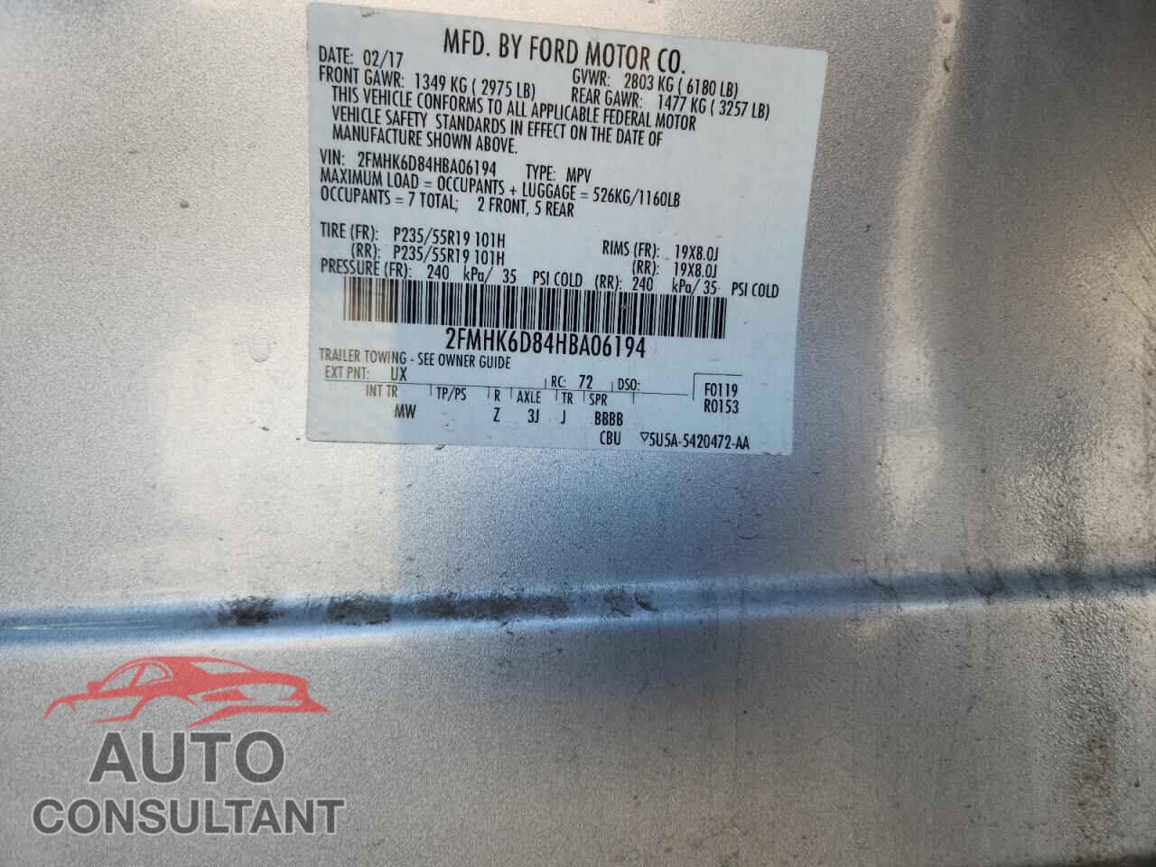 FORD FLEX 2017 - 2FMHK6D84HBA06194