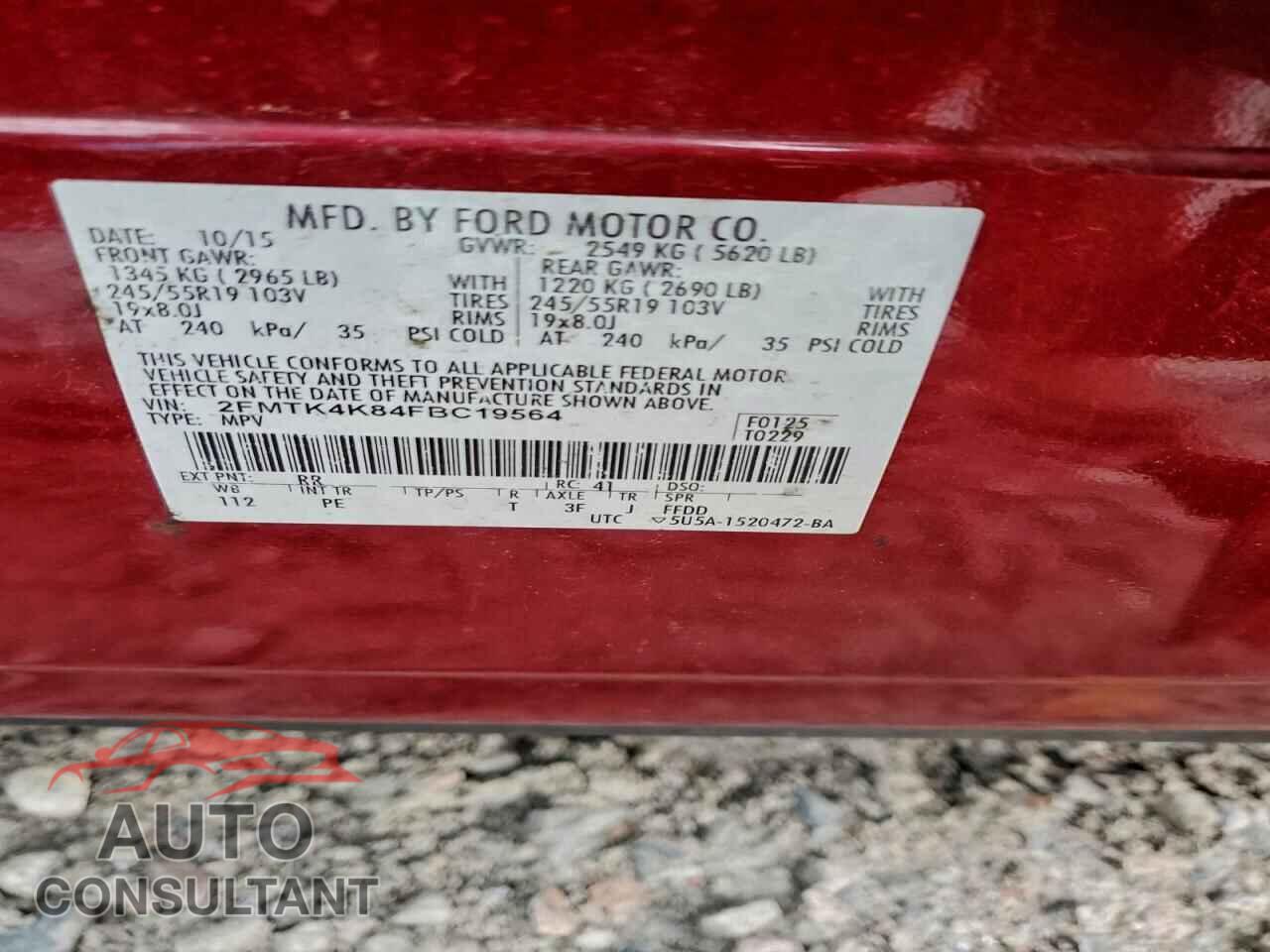 FORD EDGE 2015 - 2FMTK4K84FBC19564