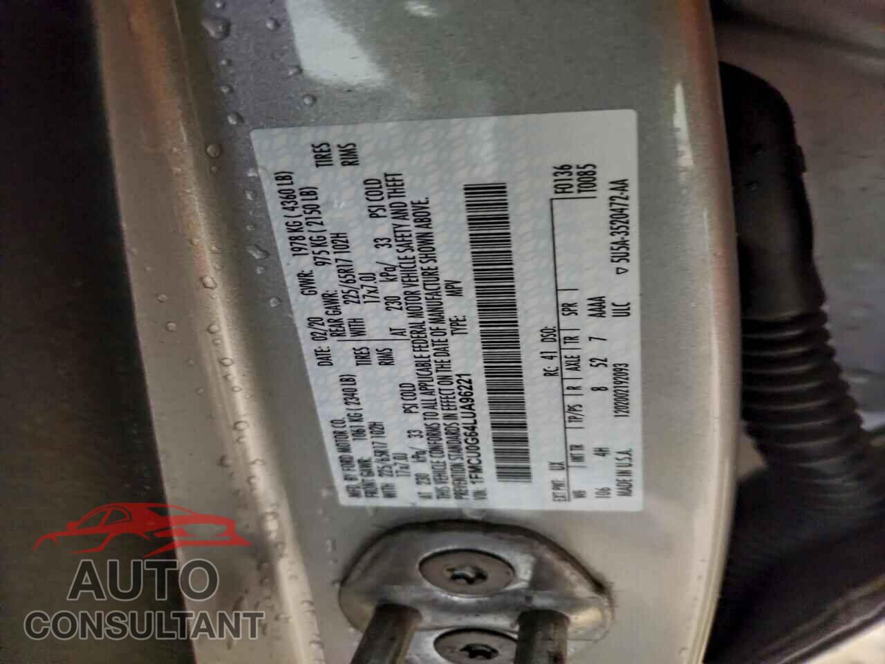 FORD ESCAPE 2020 - 1FMCU0G64LUA96221