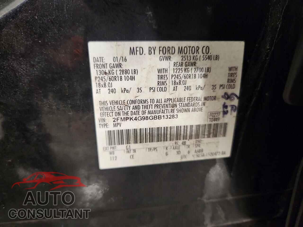FORD EDGE 2016 - 2FMPK4G98GBB13283