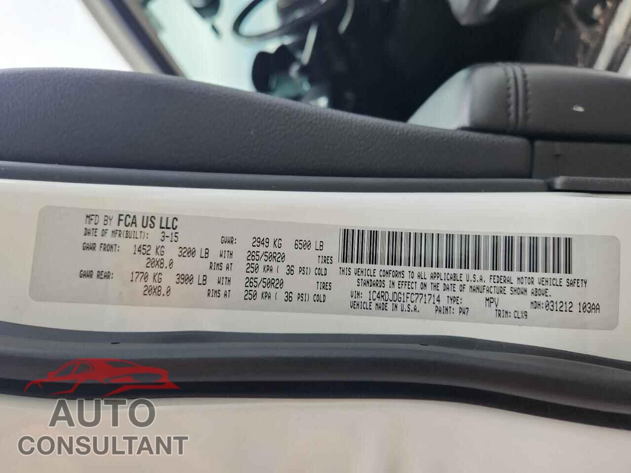 DODGE DURANGO 2015 - 1C4RDJDG1FC771714