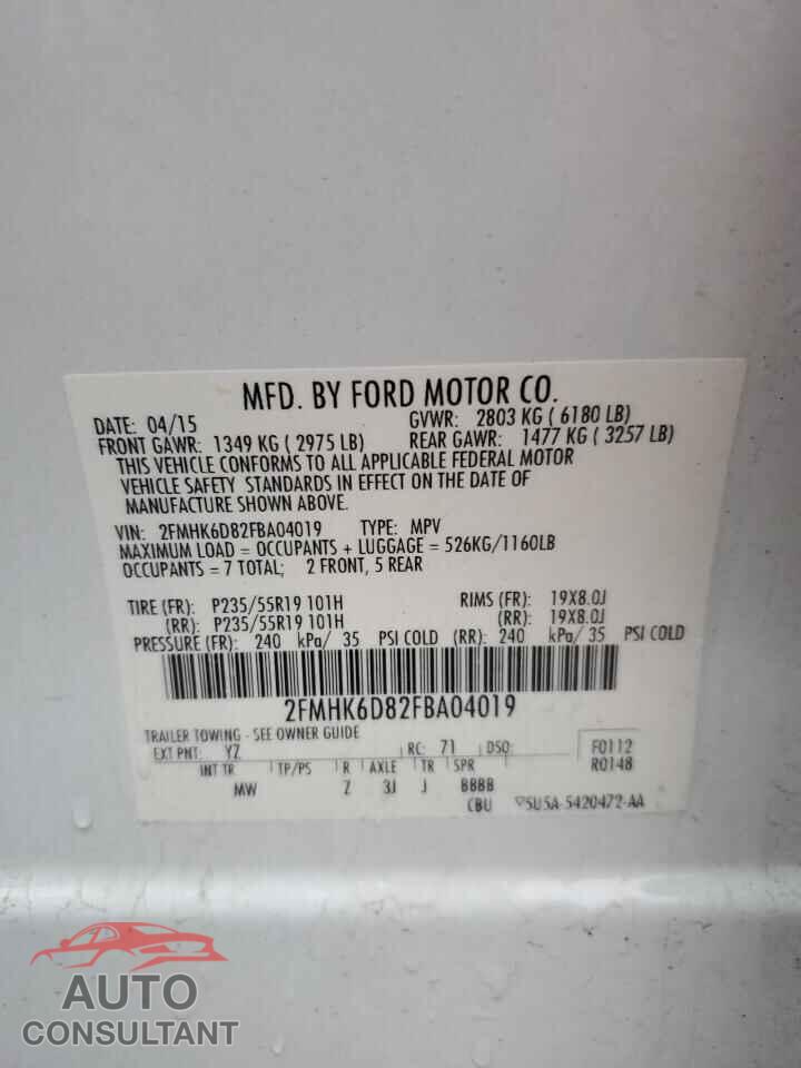 FORD FLEX 2015 - 2FMHK6D82FBA04019
